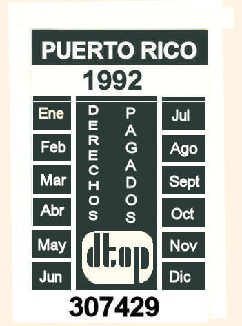 (image for) 1992 Puerto Rico Inspection sticker